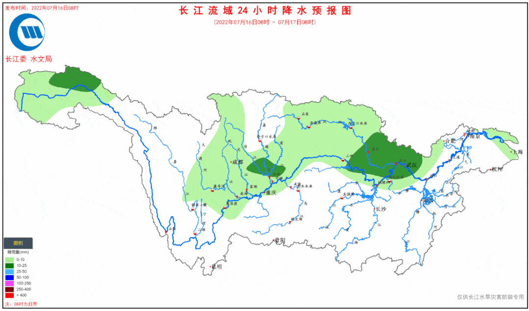 据水文气象预报,未来一周长江流域有两次降雨过程.