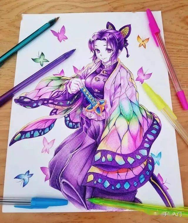 彩铅卡通画 手绘彩铅动漫卡通画,这色彩太好看了吧_画笔_女神_带