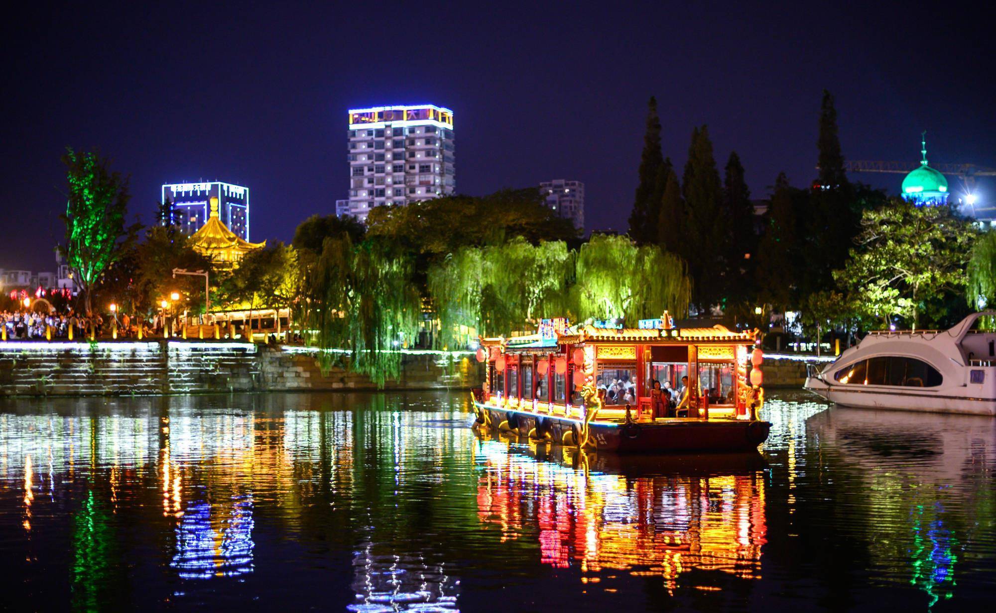 里运河夜色原来那么美！京杭大运河最早的一段，淮安旅游不要错过