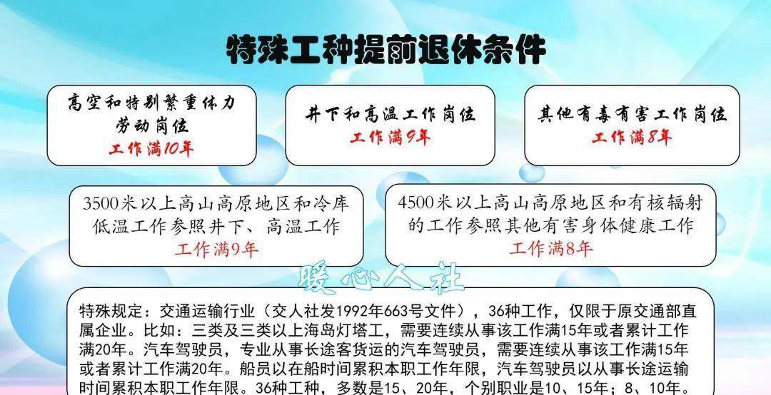 工种备案进行核实。并不是说自己认为是特殊工种或者企业证明就可以的。第二，失去劳动能力提前退休。按照1
