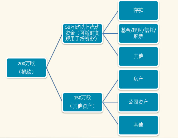 产证明；50万欧元流动资金用于项目投资（包含在200万欧总资产证明里）。项目流程：01 和侨宇出国确