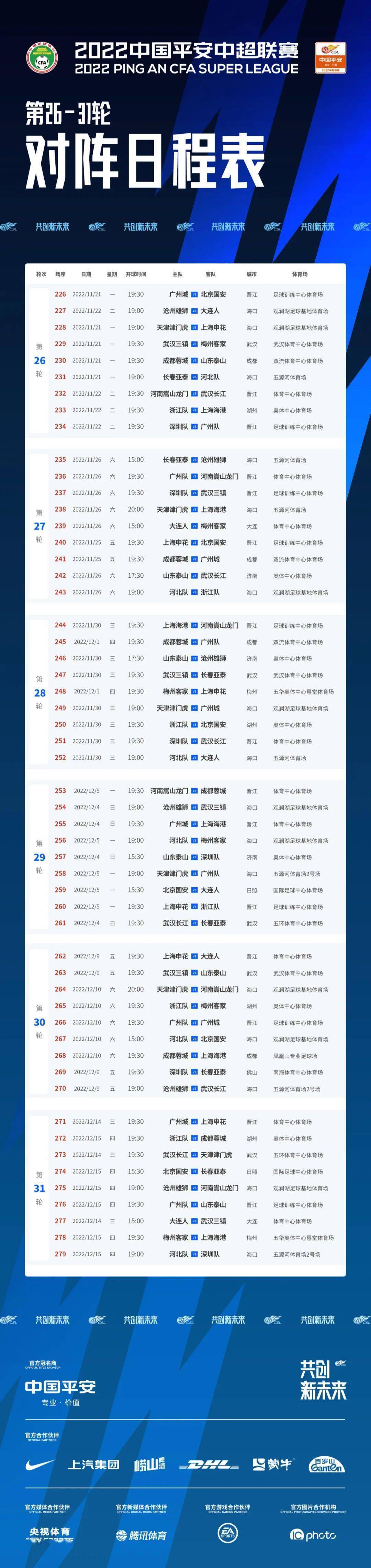 中超足协杯赛程公布 超密集赛程考验各队