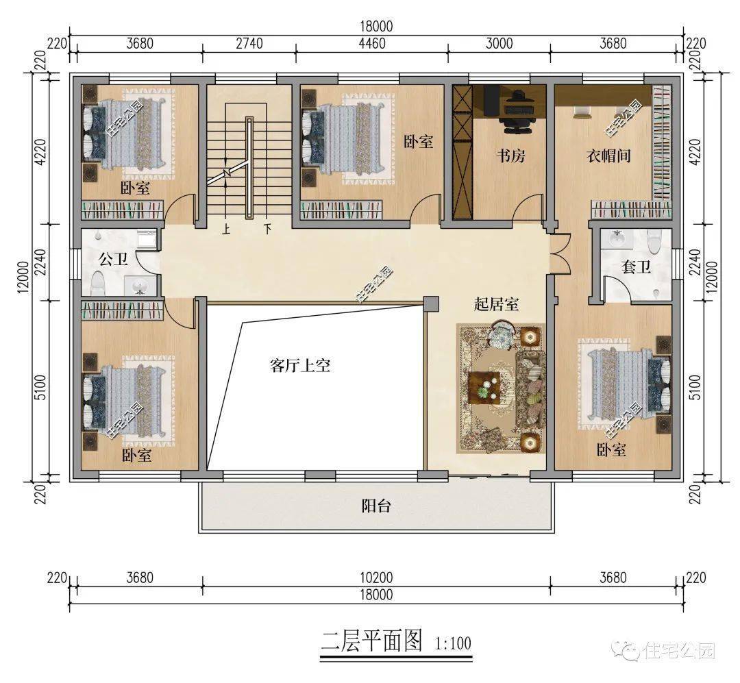 河南张先生定造设想17×13米二层欧式美宅，挑空客厅和落地窗更配（2272）