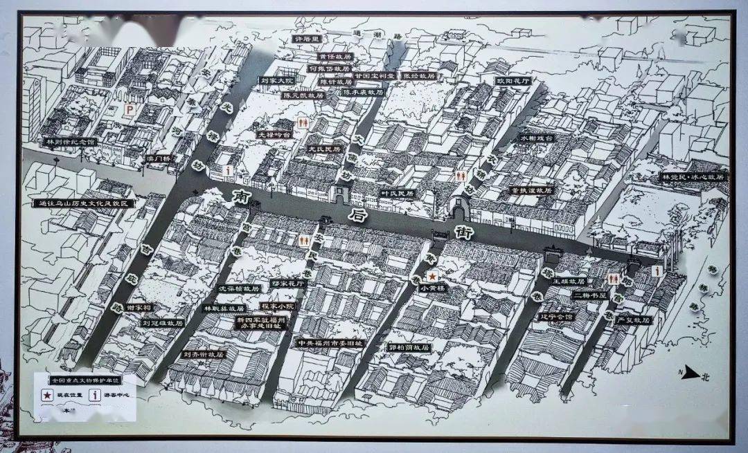三坊七巷街区图三坊七巷鸟瞰图南后街游客如织泛船浦：150年前世界最大的