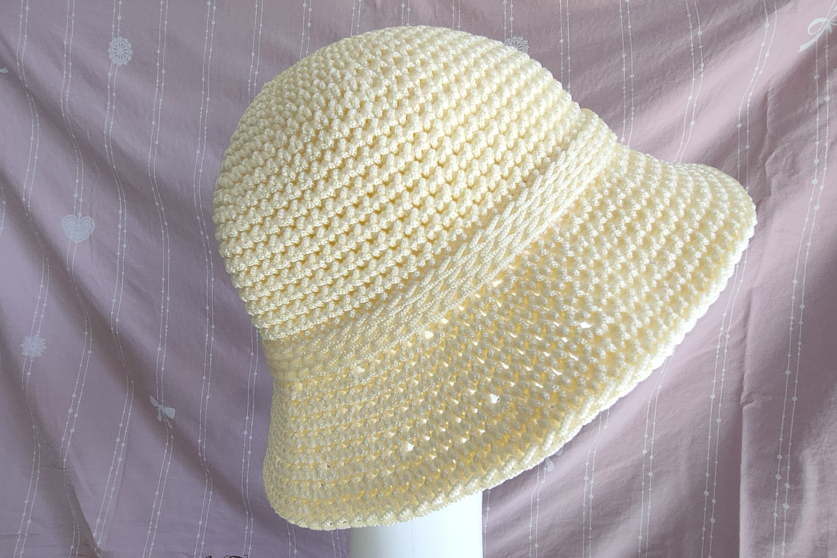简单时尚百搭冰丝粗线钩织的夏凉帽教程上集,好看的渔夫帽