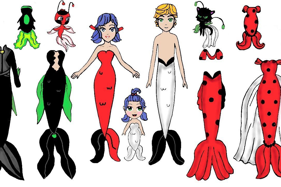 咦这个美人鱼家族看起来好眼熟难道是瓢虫雷迪和黑猫诺儿