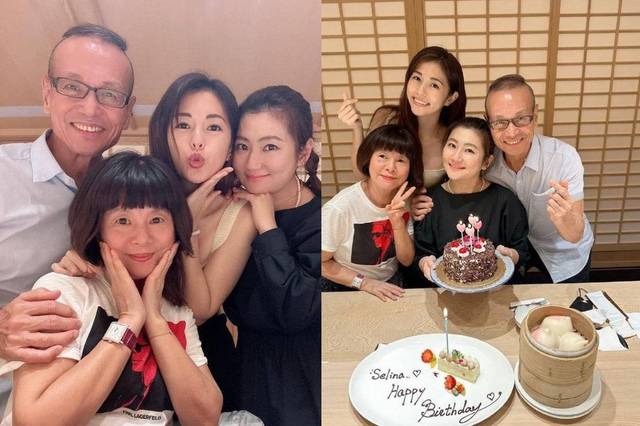 任家萱41岁庆生照，手捧蛋糕与家人聚一起