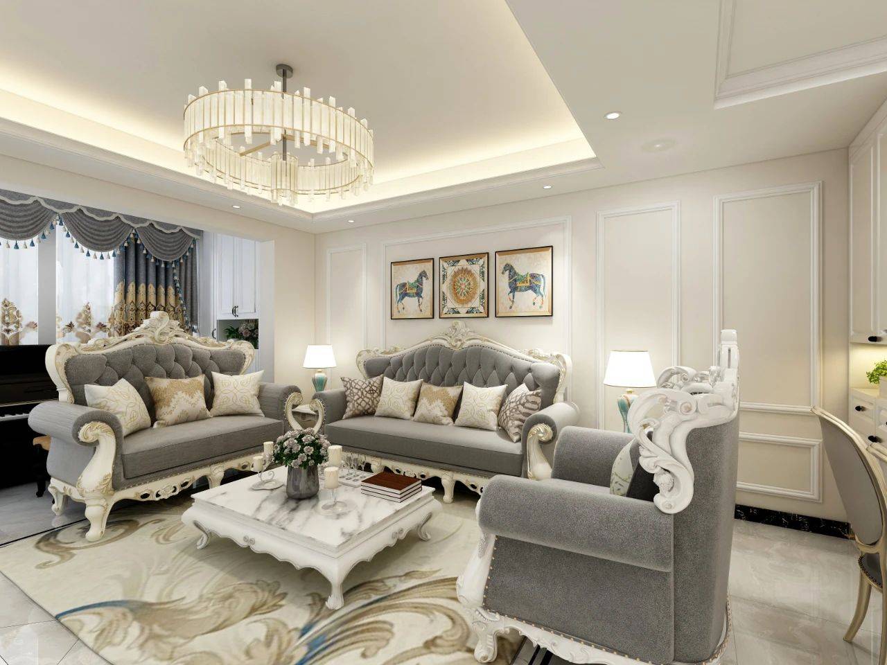 100㎡简约欧式风格丨黄永丽:这个夏天我们有了家_简欧