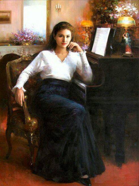 旅美艺术家何岸人体油画中的女子,身材纤细,美艳绝伦_人物