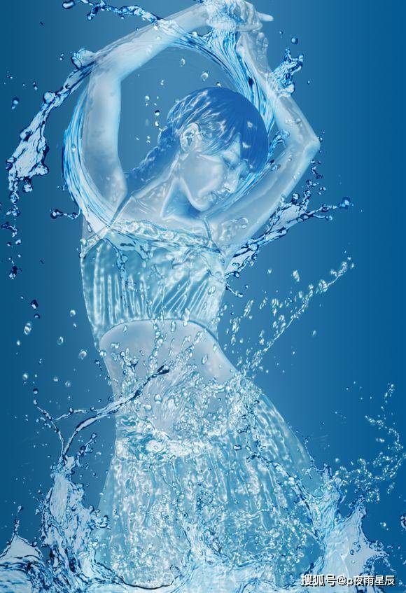 在ps中把人物制作成液态水人效果