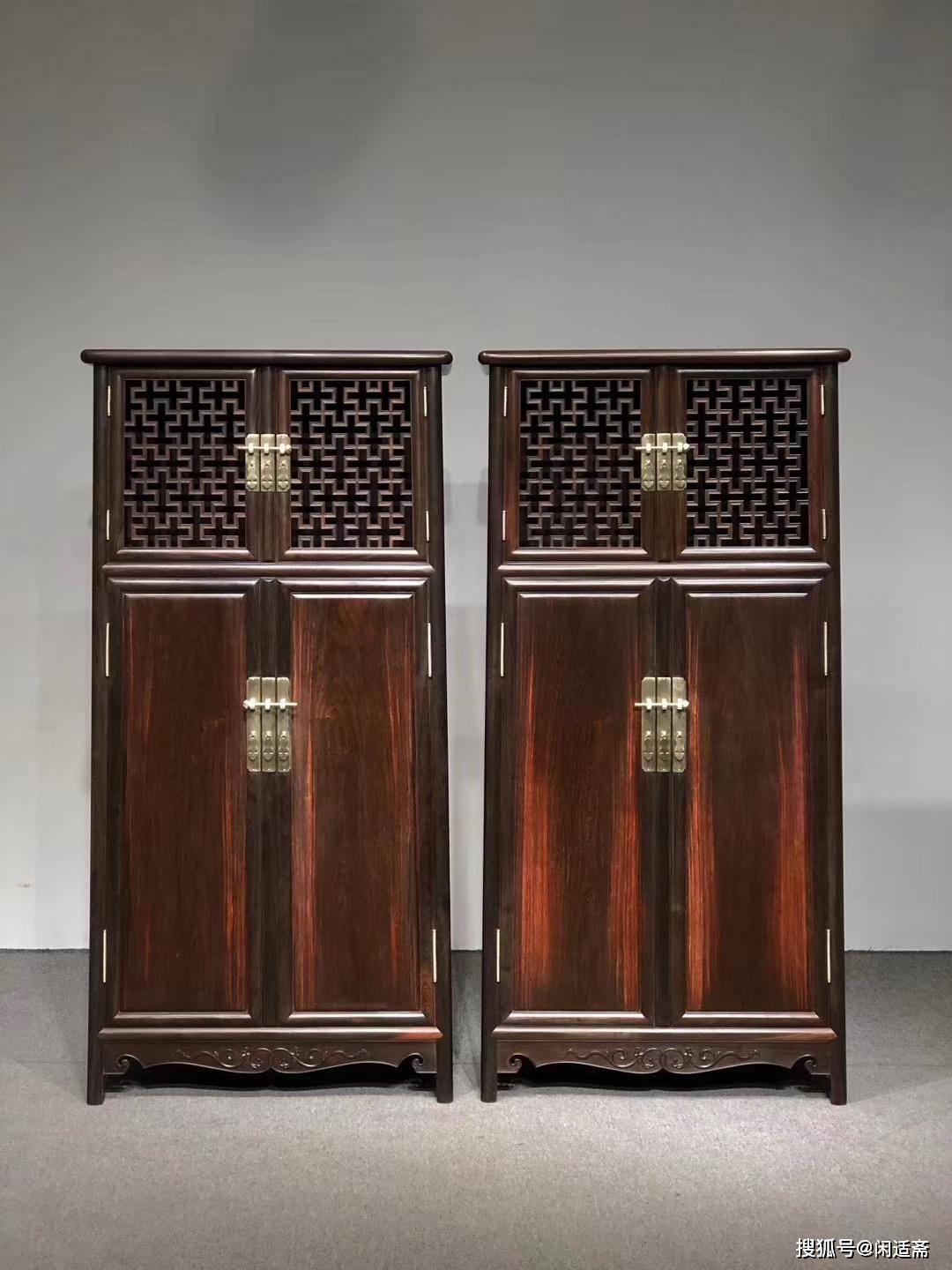 大红酸枝,明式67万字纹圆角柜,红木家具_手机搜狐网