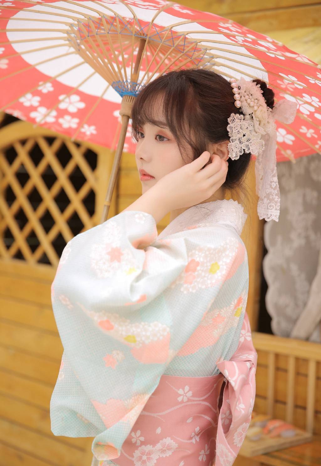 清纯美少女写真,阳光下的和服美女