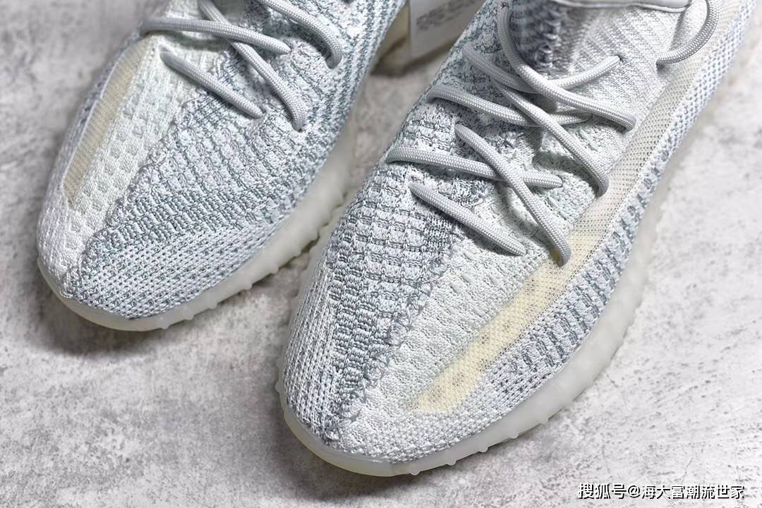 海大富潮鞋世家yeezy350v2cloudwhite新冰藍真假拆解對比圖