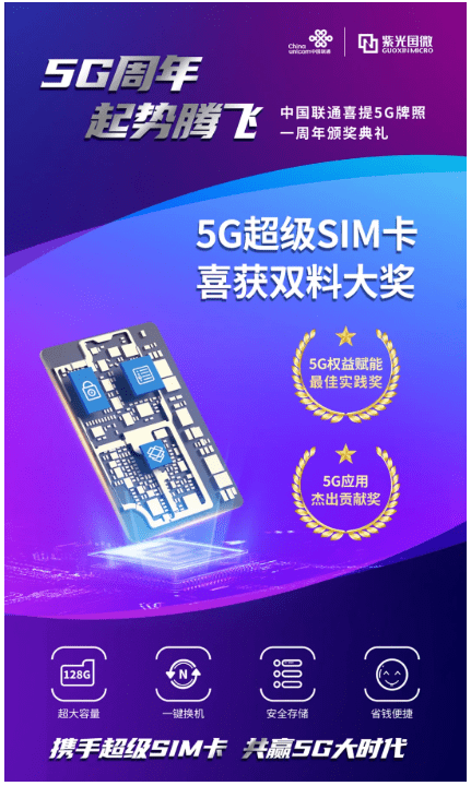 5g超級sim卡榮獲中國聯通5g週年雙料大獎