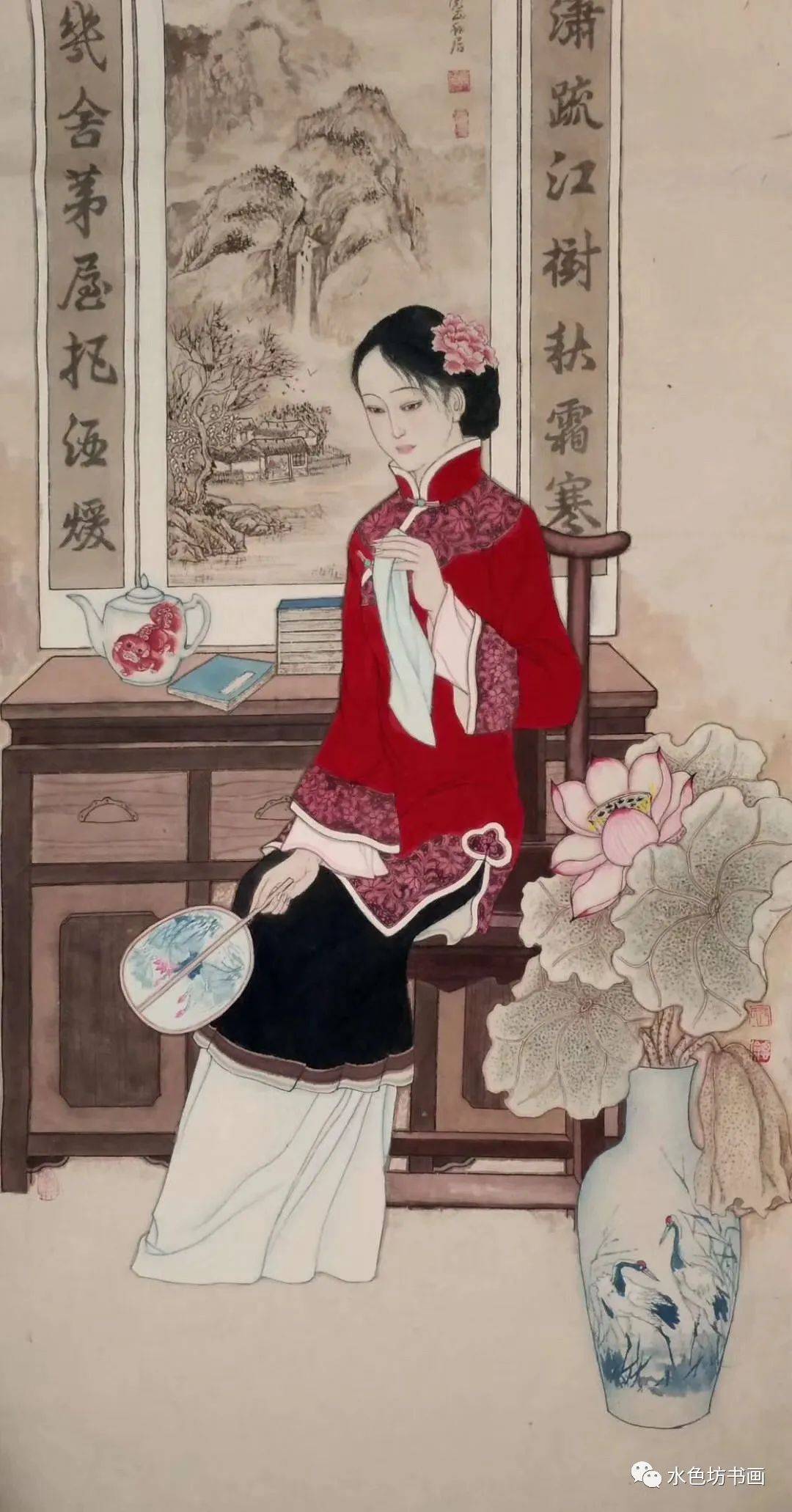 画家专栏│张思俭—清末仕女【明眸善媚 顾盼生辉】_作品