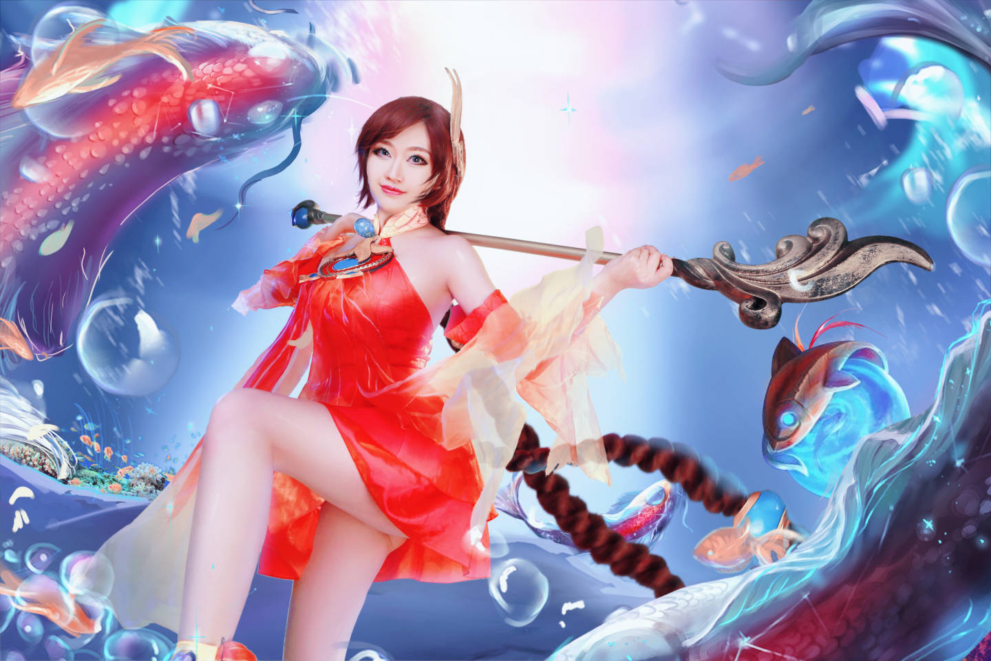 王者峡谷 沧海之曜大乔cos,你喜欢大长腿吗?