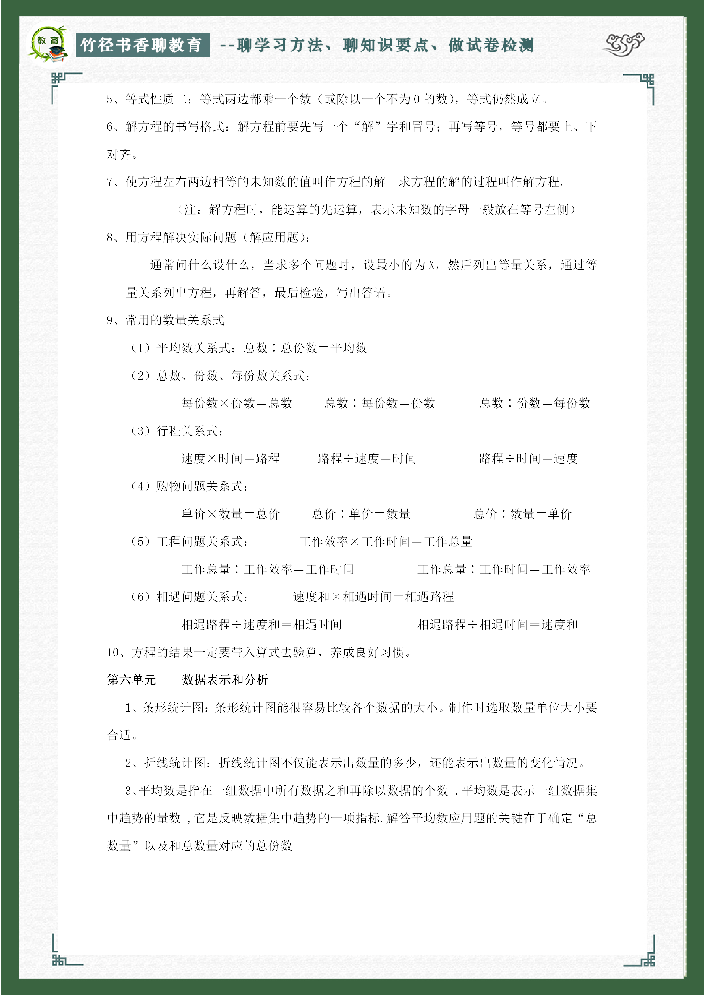 原创四年级数学下册:数学教师笔记,知识点梳理,掌握轻松拿高分