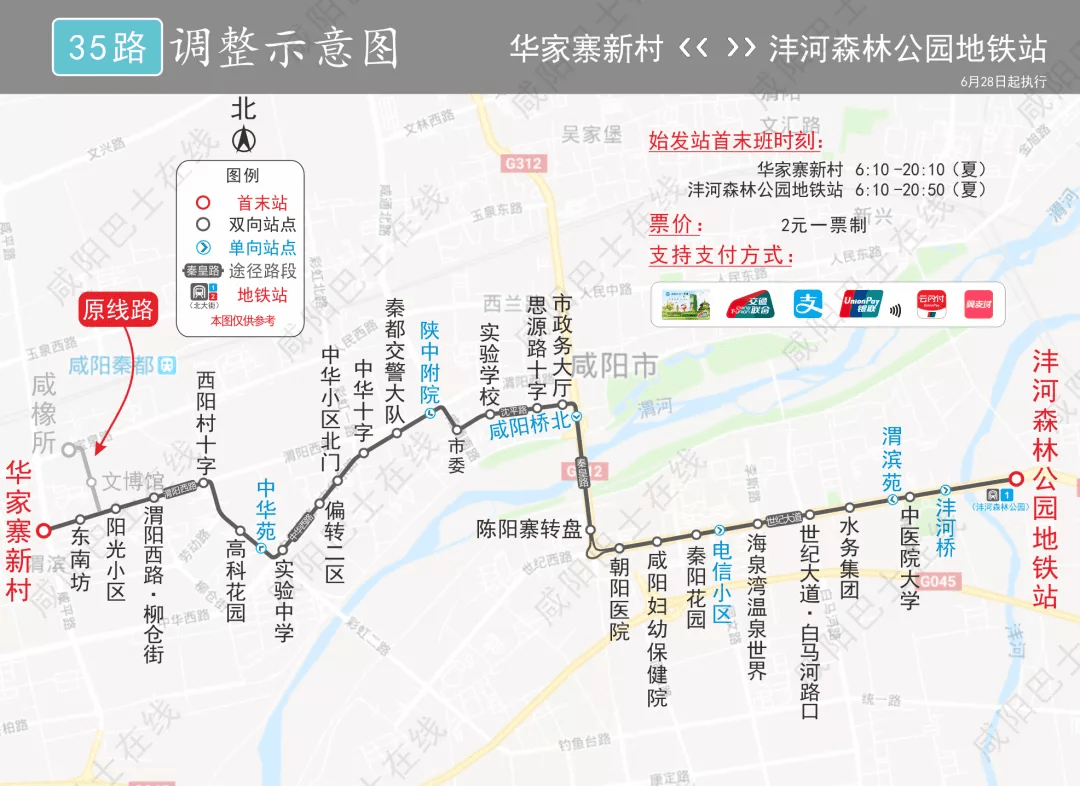 6月28日起咸陽市公交35路雙向調整