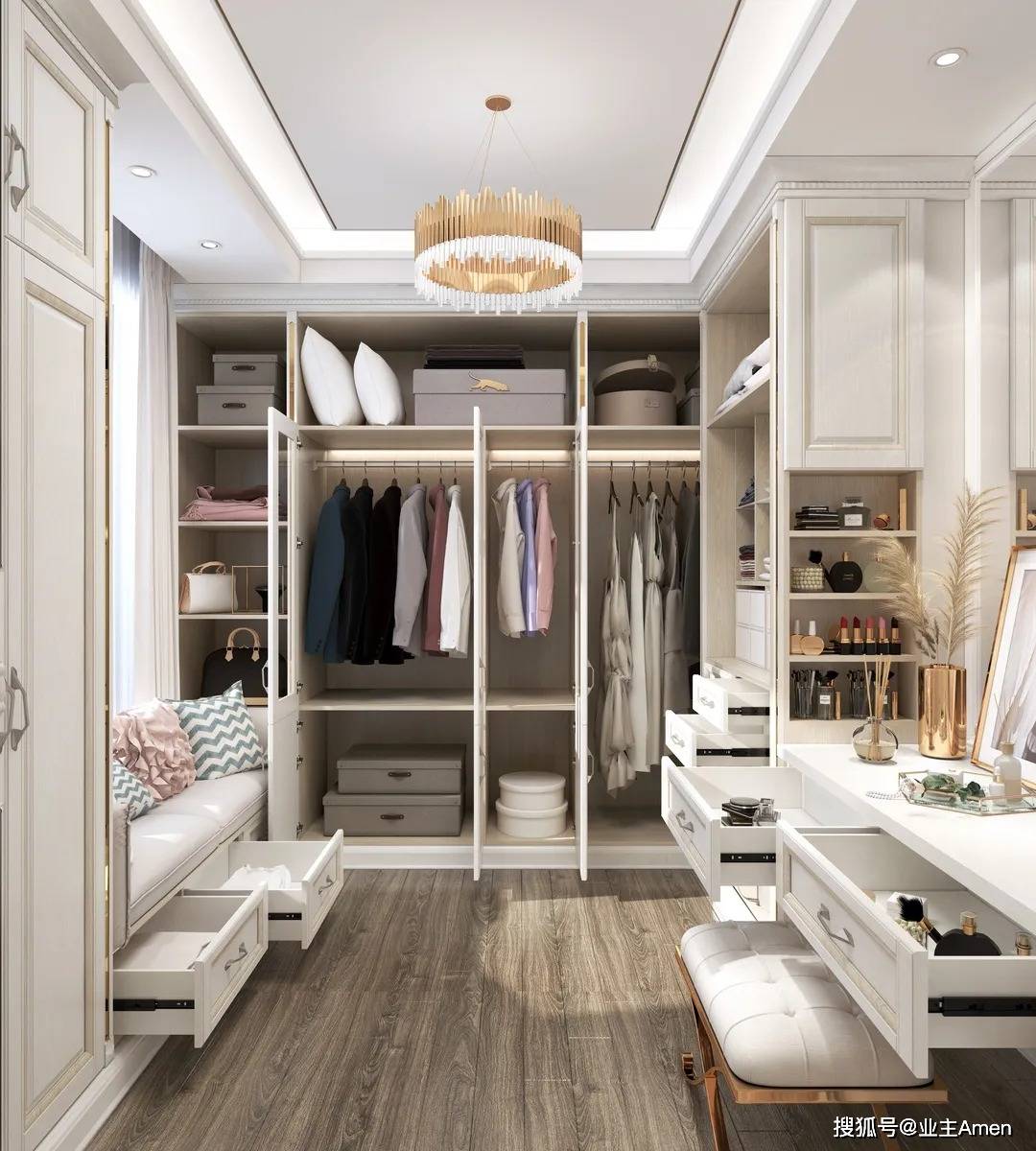 卧室衣帽间怎么装,不必腾出一个房间来弄,利用好卧室角落就够了