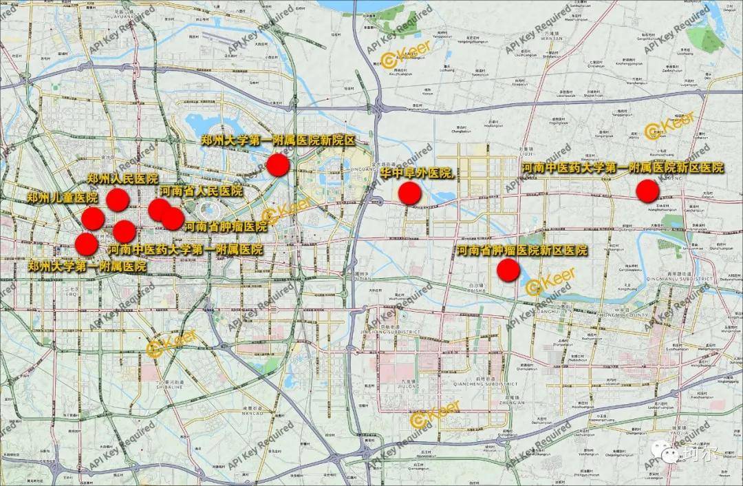 鄭州國家區域醫療中心主體醫院分佈示意圖