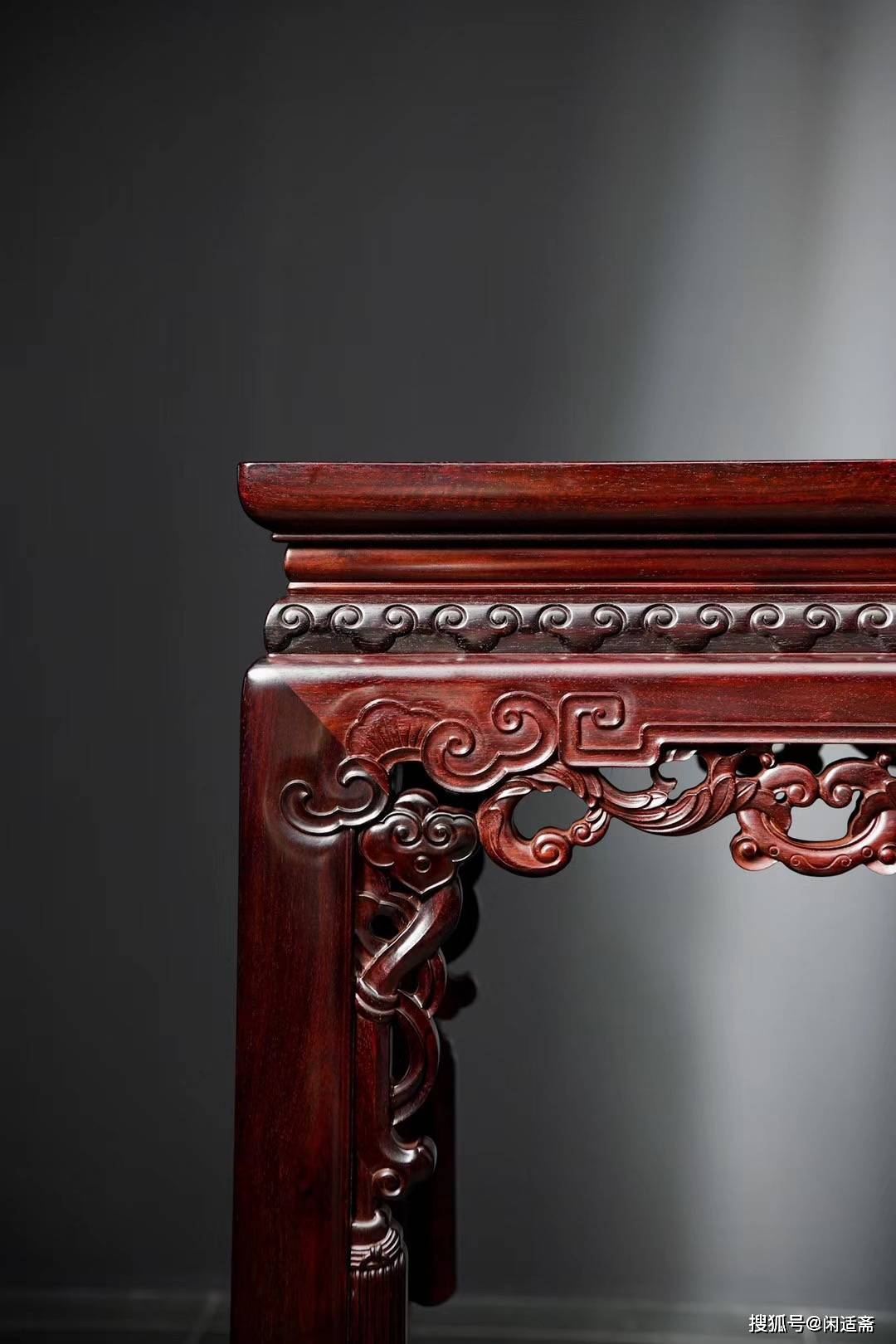 印度小叶紫檀家具,佳士得拍卖款,如意纹马蹄条桌