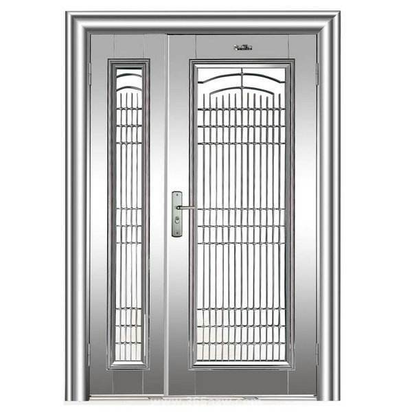 不锈钢彩板门是用不锈钢彩色钢板材料剪压加工而成,和普通的门外观一