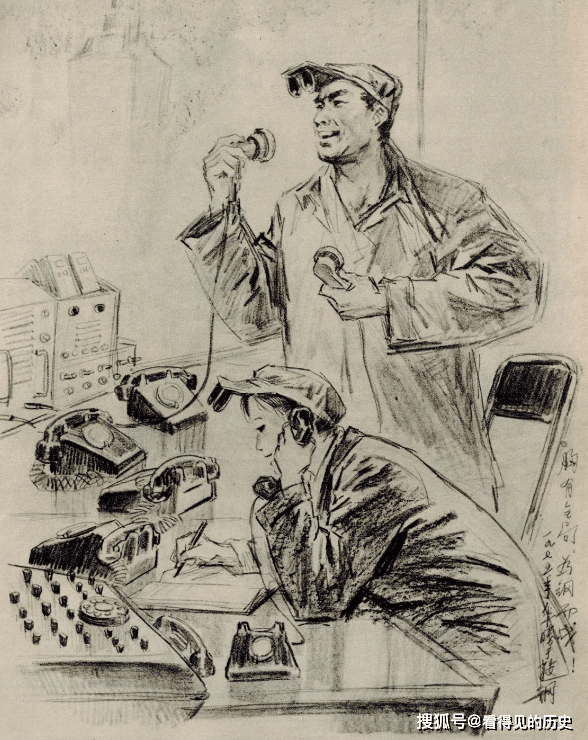 原创铁水滚滚流不断 七十年代美术速写 看看那时候的钢铁工人