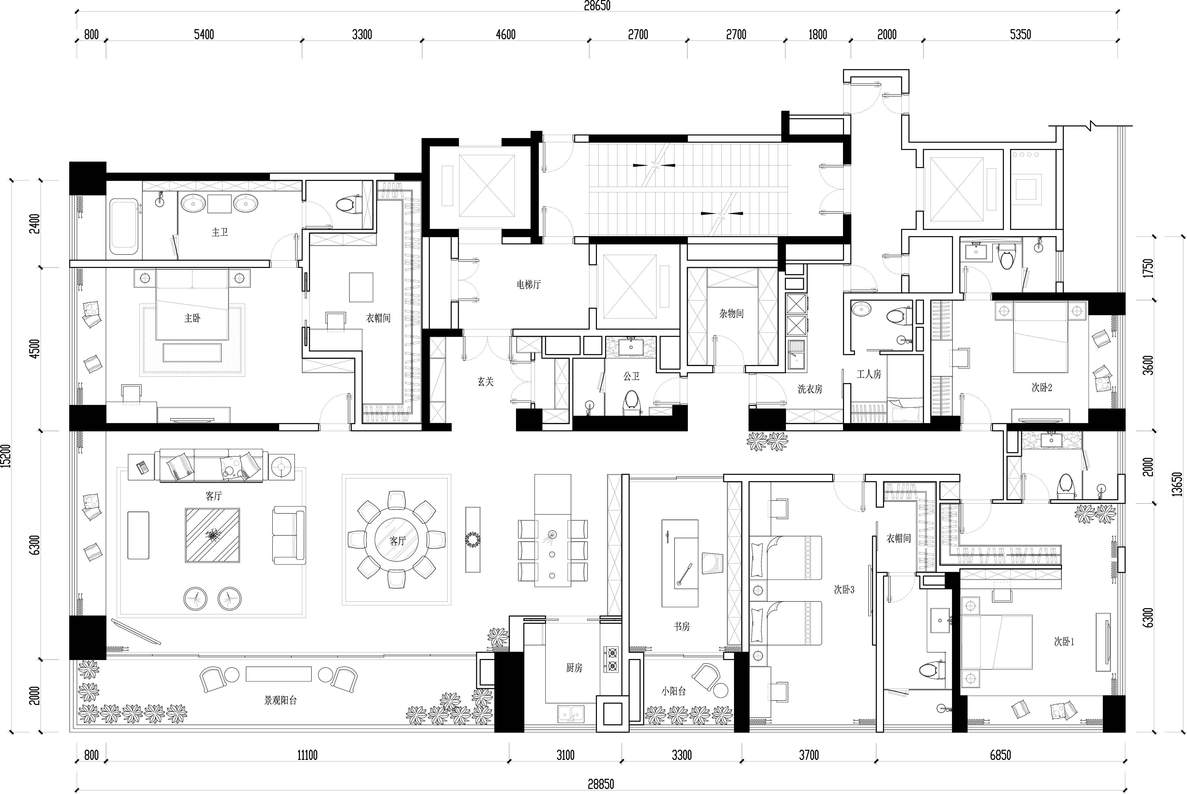 改造后平面布置原始平面布置