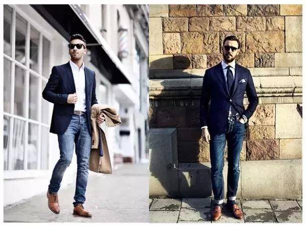 西装搭配牛仔裤,绅士帅气又随性洒脱