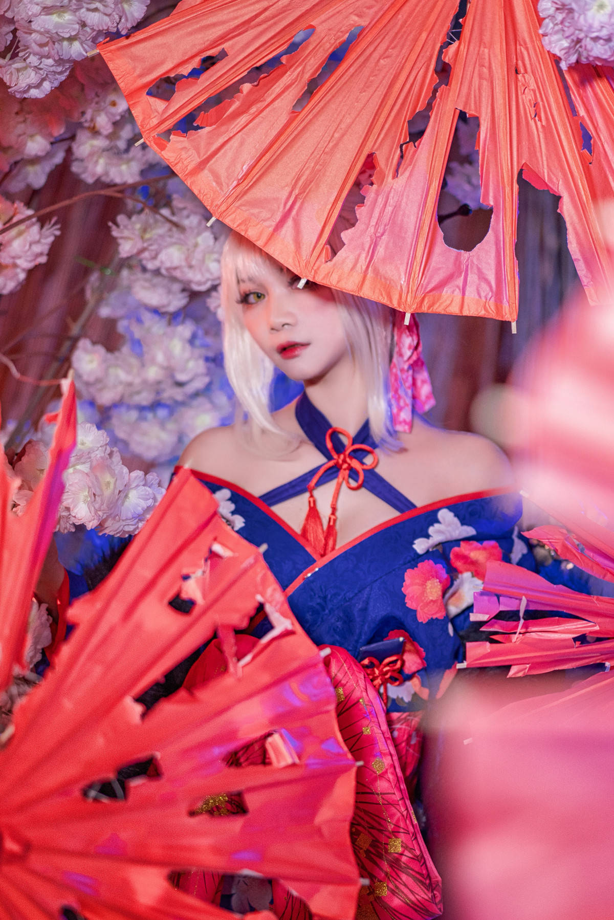 fate 吾王cos,一字肩和服优雅知性,这是master们的saber吗?