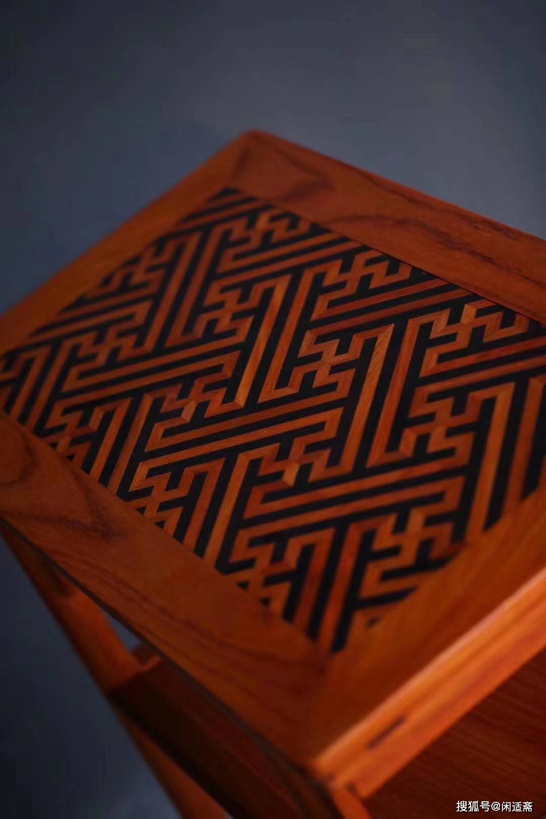 万字锦地纹平头案缅甸花梨红木家具