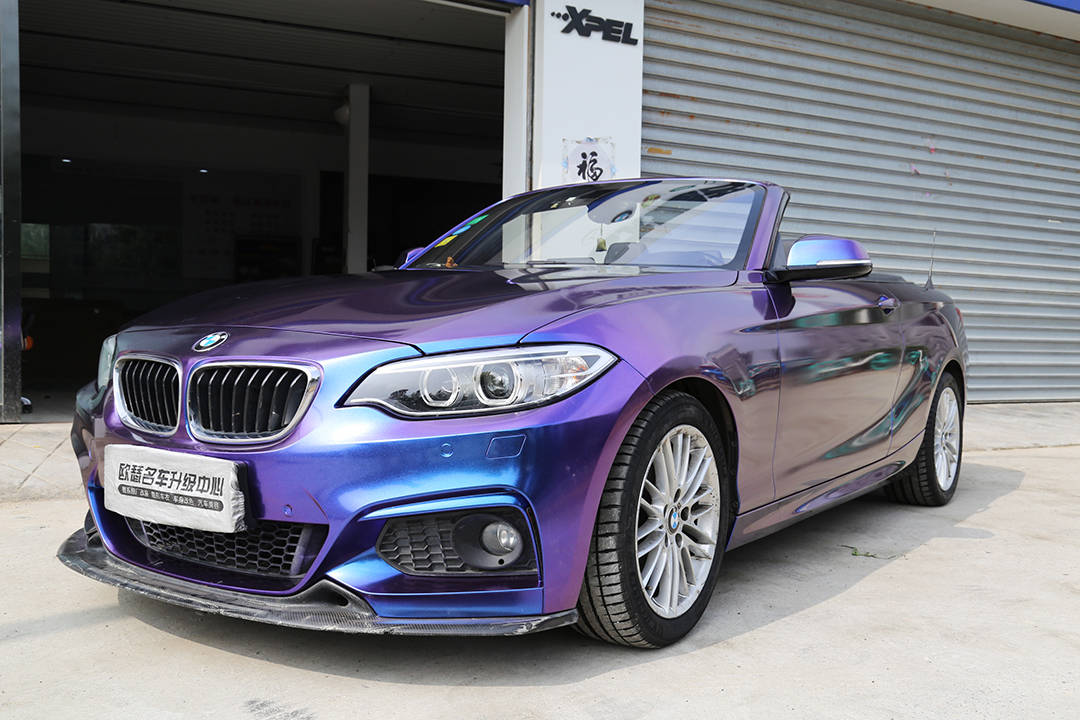 为驾趣而生 | 宝马二系敞篷版济南欧瑟全车贴膜改色钻石极光蓝