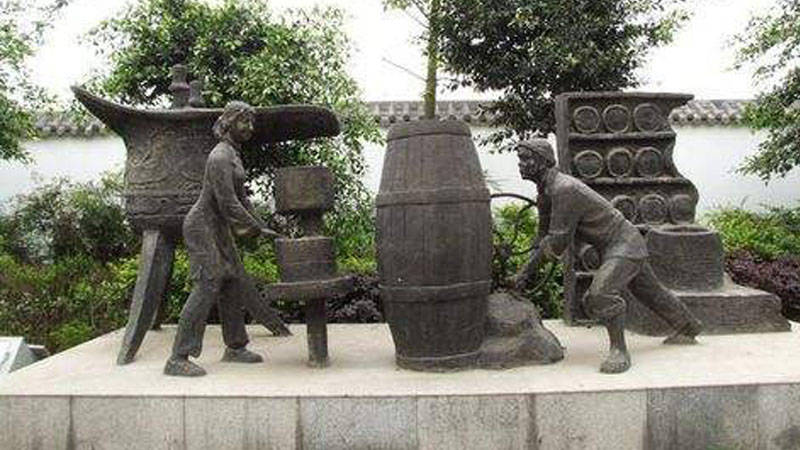 制酒流程雕塑,酒文化雕塑,铸铜人物雕塑