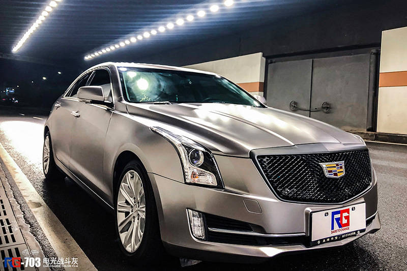 凯迪拉克atsl车身改色电光战斗灰rg瑞集改色膜浙江永康加盟店出品
