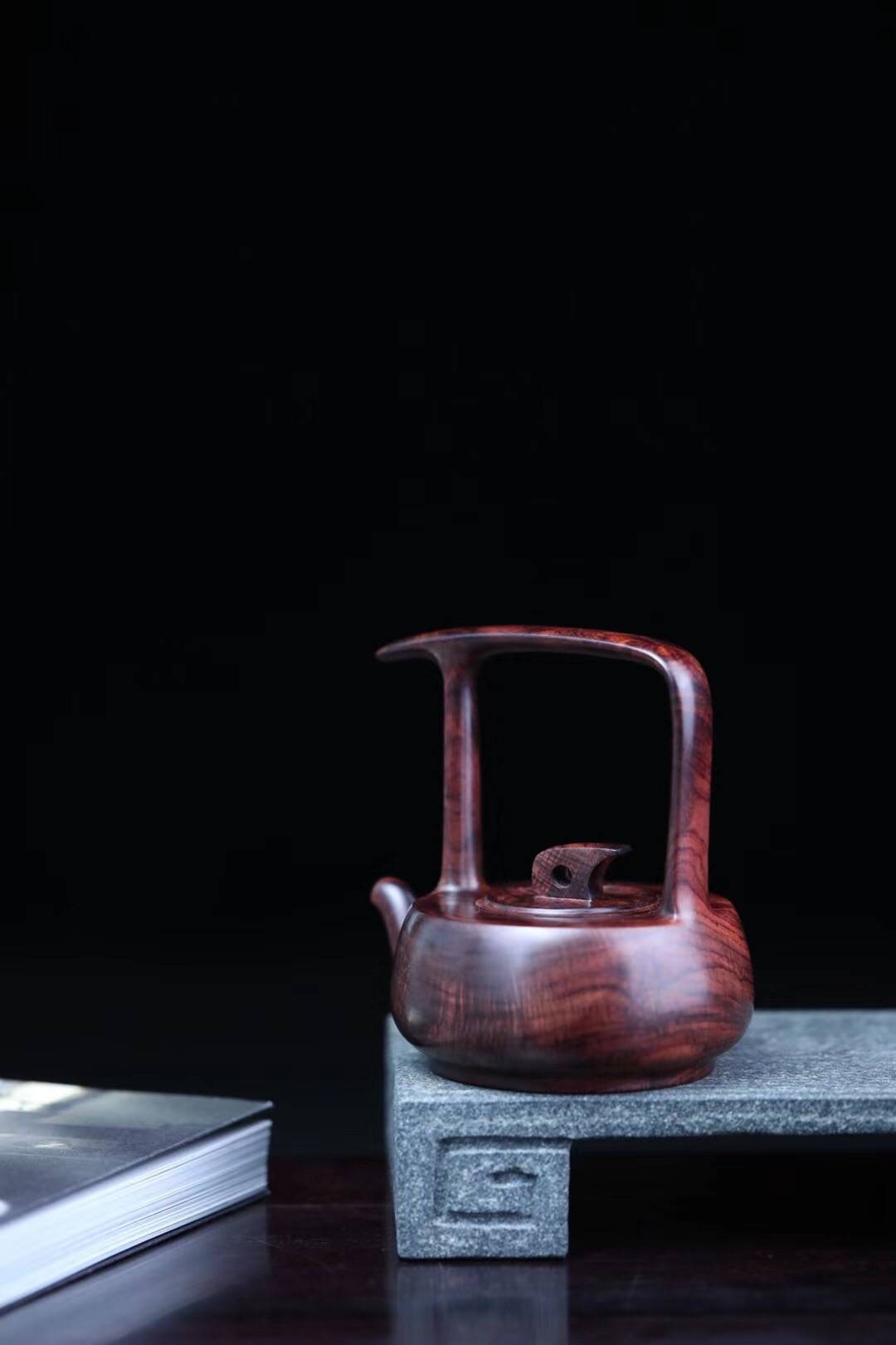 海南黄花梨老油梨名家周凤德款雨露天星提梁壶