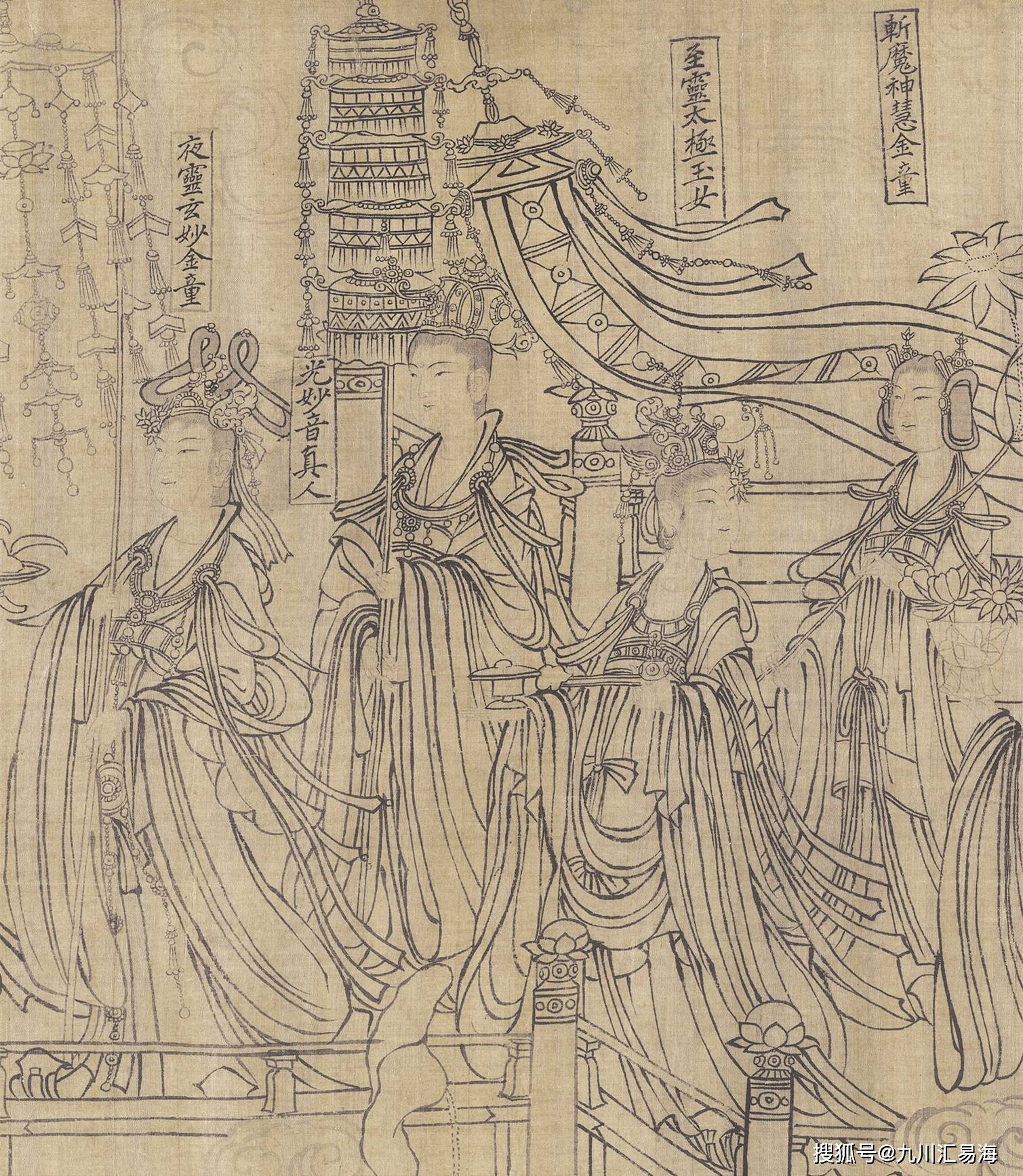 武宗元所绘制的一幅绢本白描长卷, 关注点赞留言转发领取高清完整版