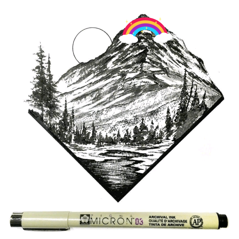 郑州引力墙绘分享手绘墙素材——黑与白 山林