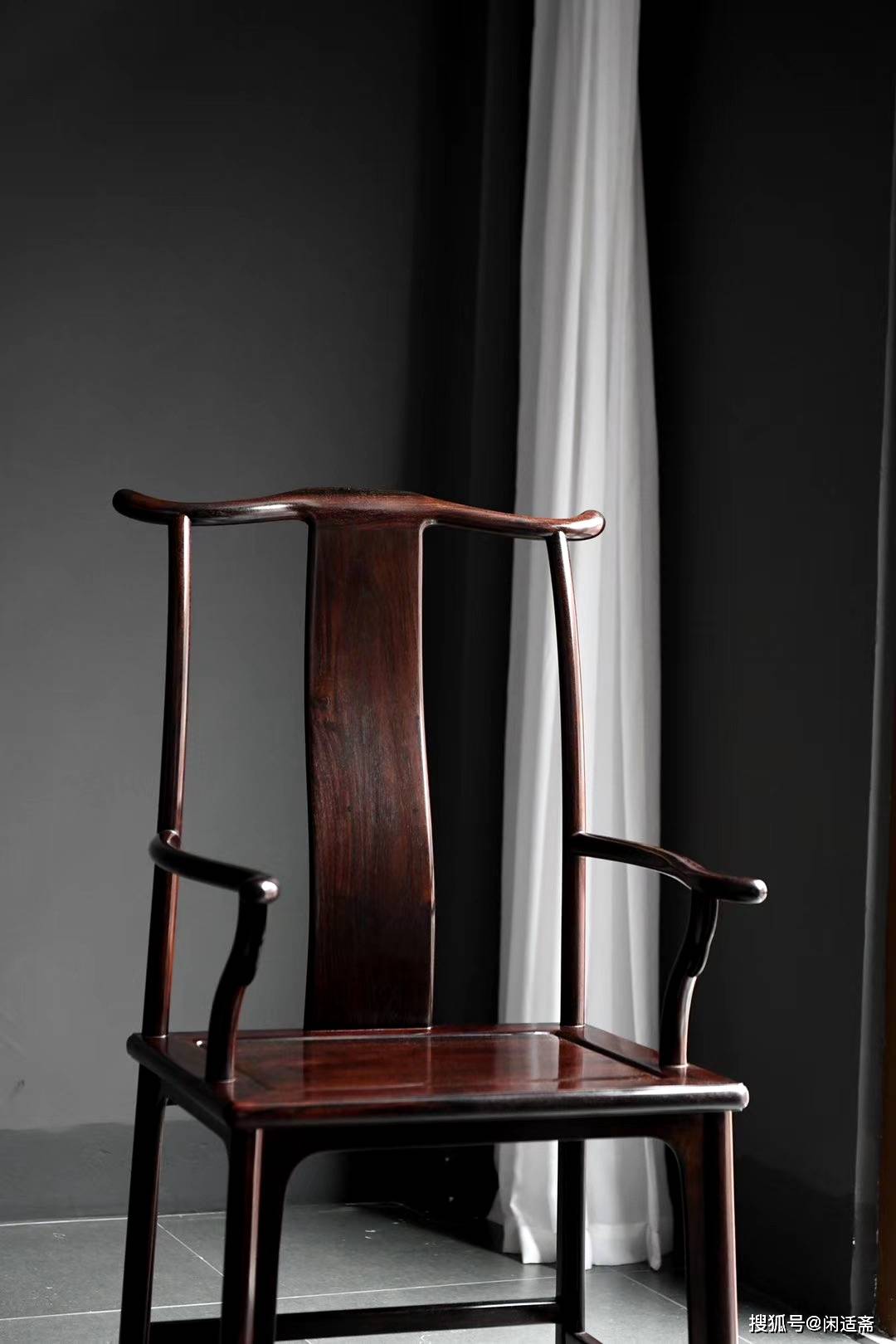 原创单把四出头无联邦棍官帽椅明式经典椅具