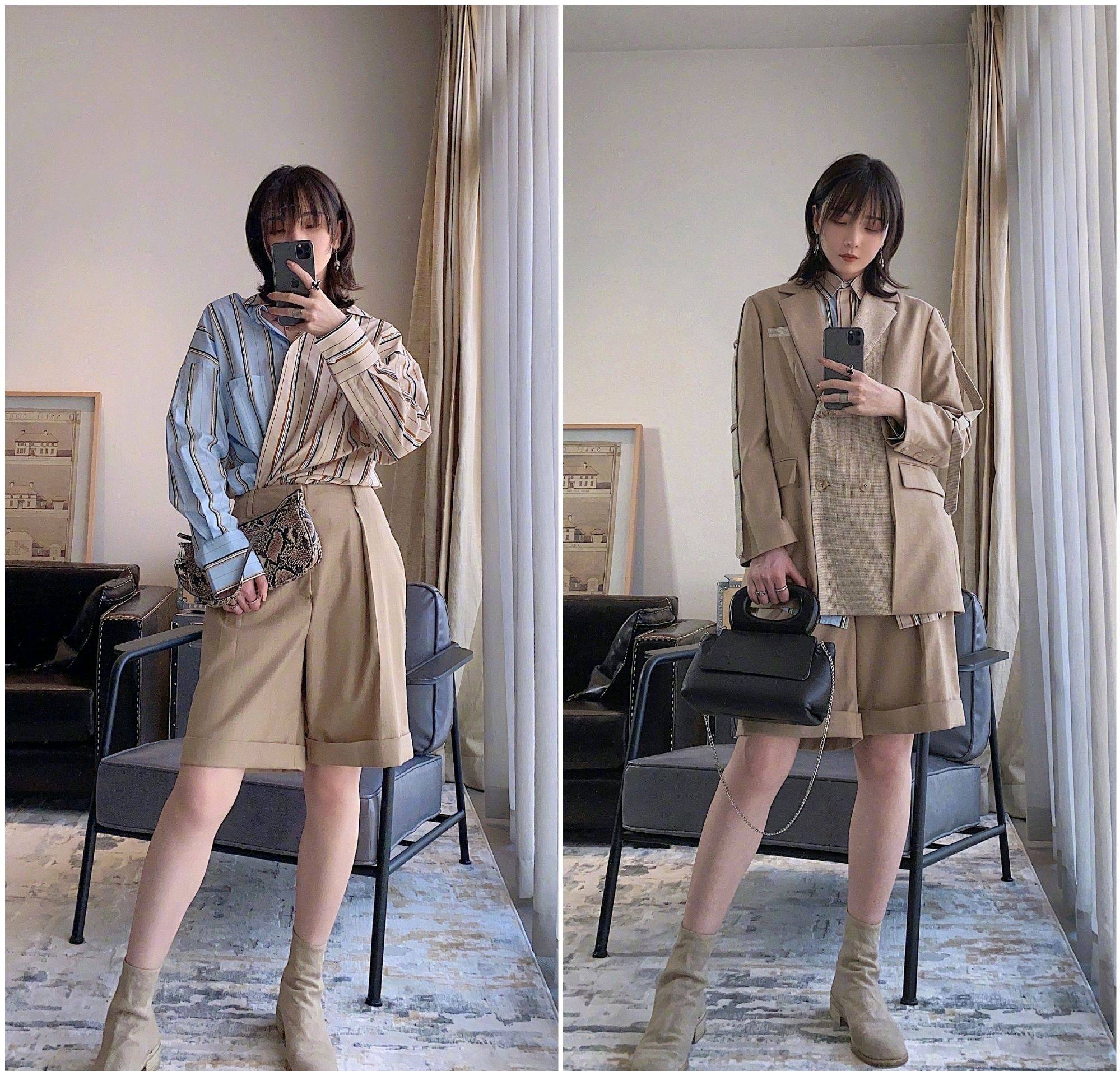 周雨彤穿西装配百慕大短裤好酷,酷是女生的一种态度,更是一种美