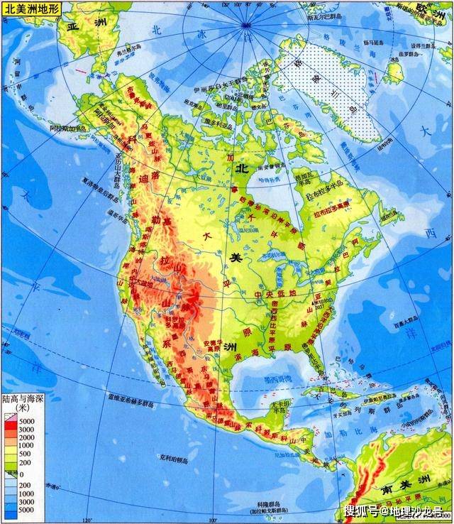 北美洲落基山脉地图图片