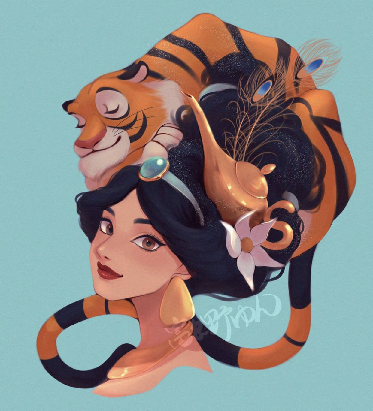 迪士尼公主的头究竟是用什么做的茉莉头上盘着老虎太猛了