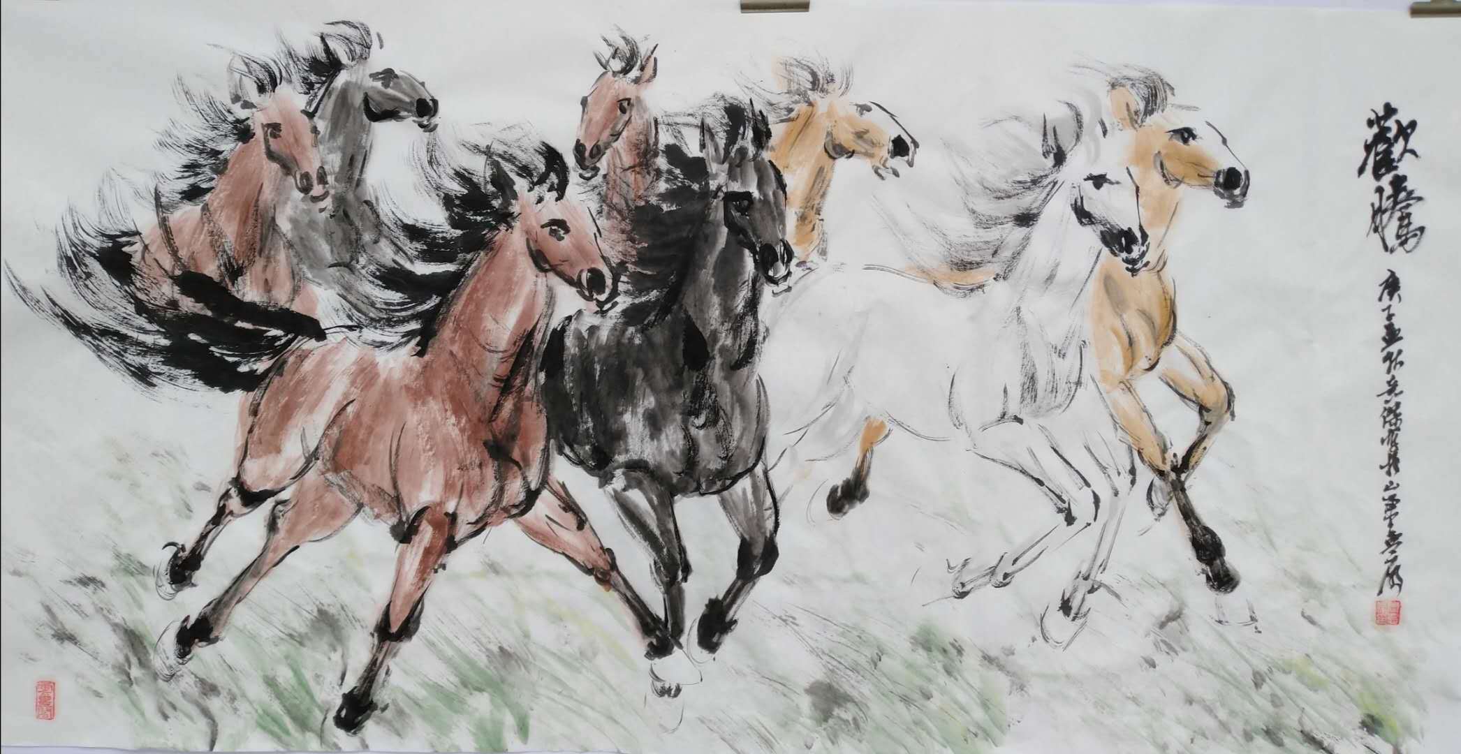 著名原创八骏画家周意杰八骏新作