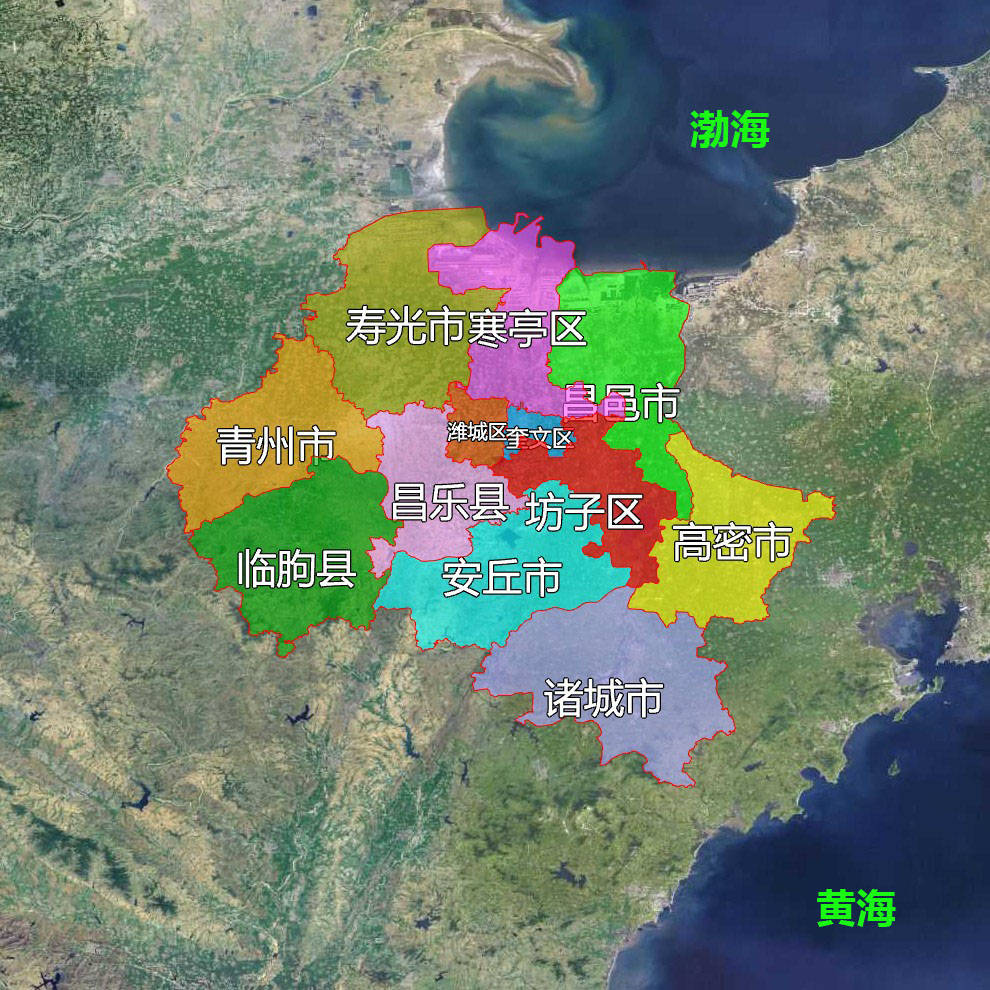 14张地形图,快速了解山东省潍坊各市辖区县市