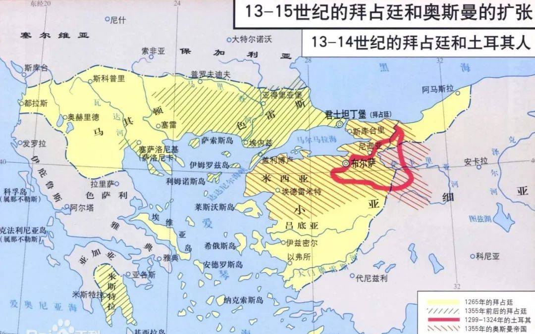 1362年,奥斯曼帝国占领了拜占庭帝国的重镇亚得里亚堡,色雷斯,马其顿