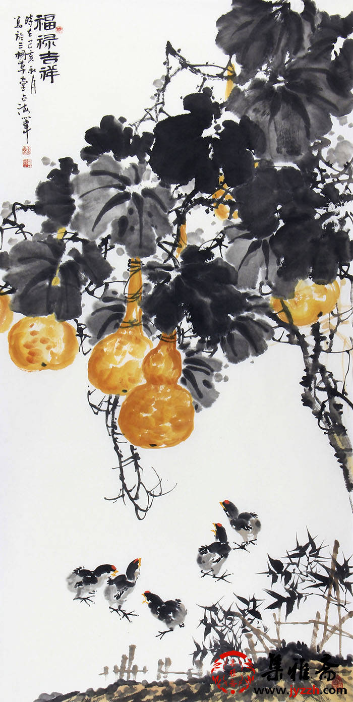 原创进门玄关处挂什么画吉利 国画花鸟装饰家居好风范