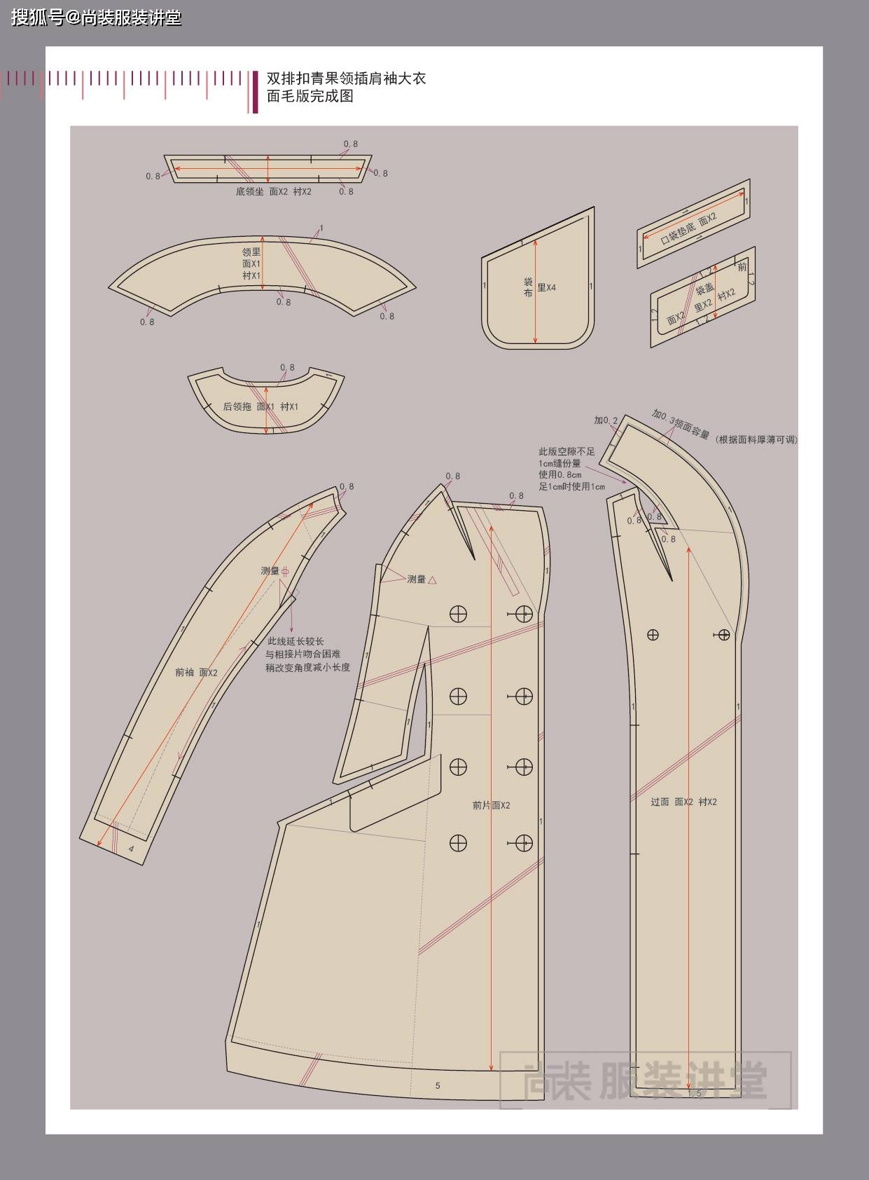 服装制版培训教程双排扣青果领插肩袖大衣