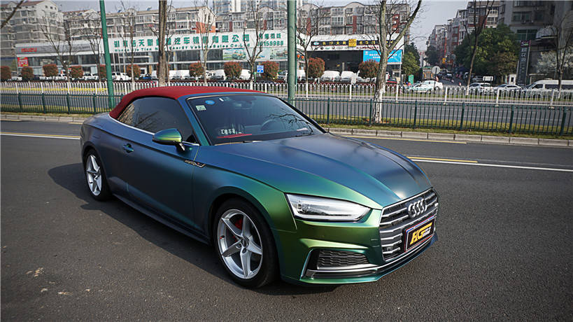 奥迪a5改色溢彩山脉绿 5色渐变 一张膜满足你对所有颜色的幻想 长沙