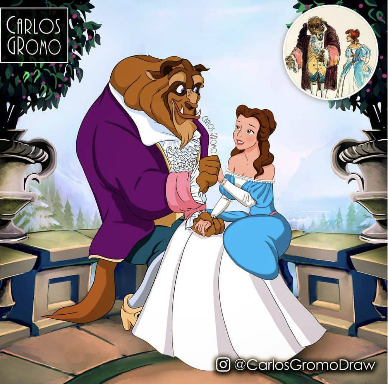 原创迪士尼公主的珍贵初稿灰姑娘原来不穿蓝色裙野兽王子太丑