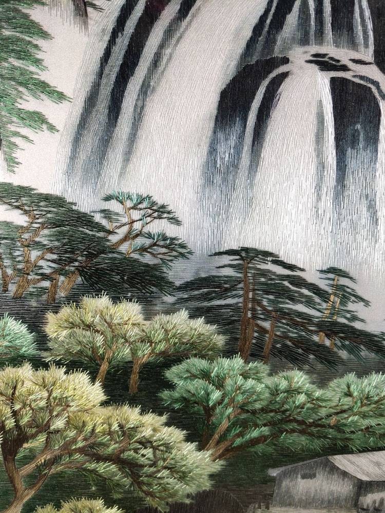 源远流长 山水画 品绣者手工刺绣精品湘绣