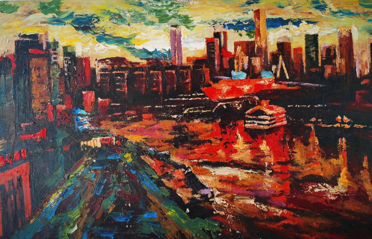 《重庆风光》 布面油画 40x70cm 2017年